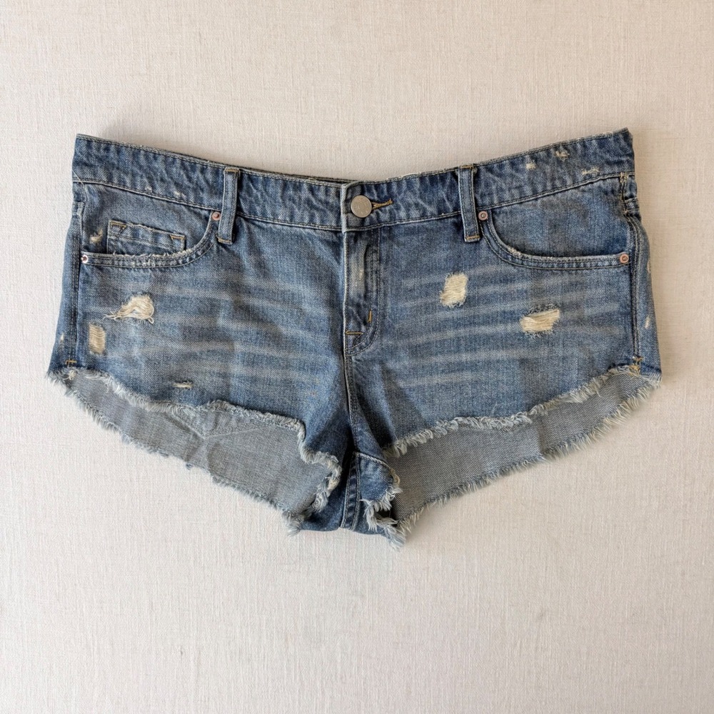 BDG Urban Outfitters Low Rise y2k Dolphin Denim Shorts Blue Distressed Women 32W
